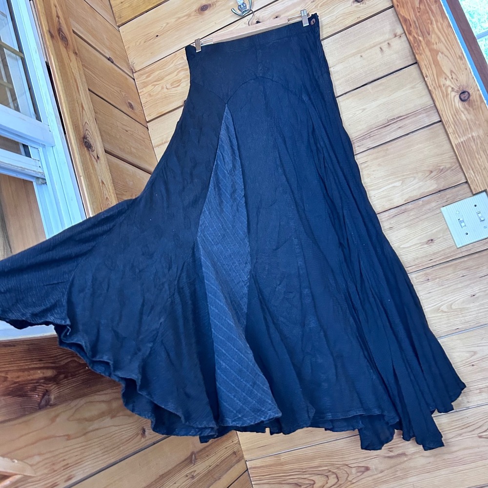 Maxi Skirt Womens Small Charcoal Bias Cut Godet Flowy Flared Boho Young Threads